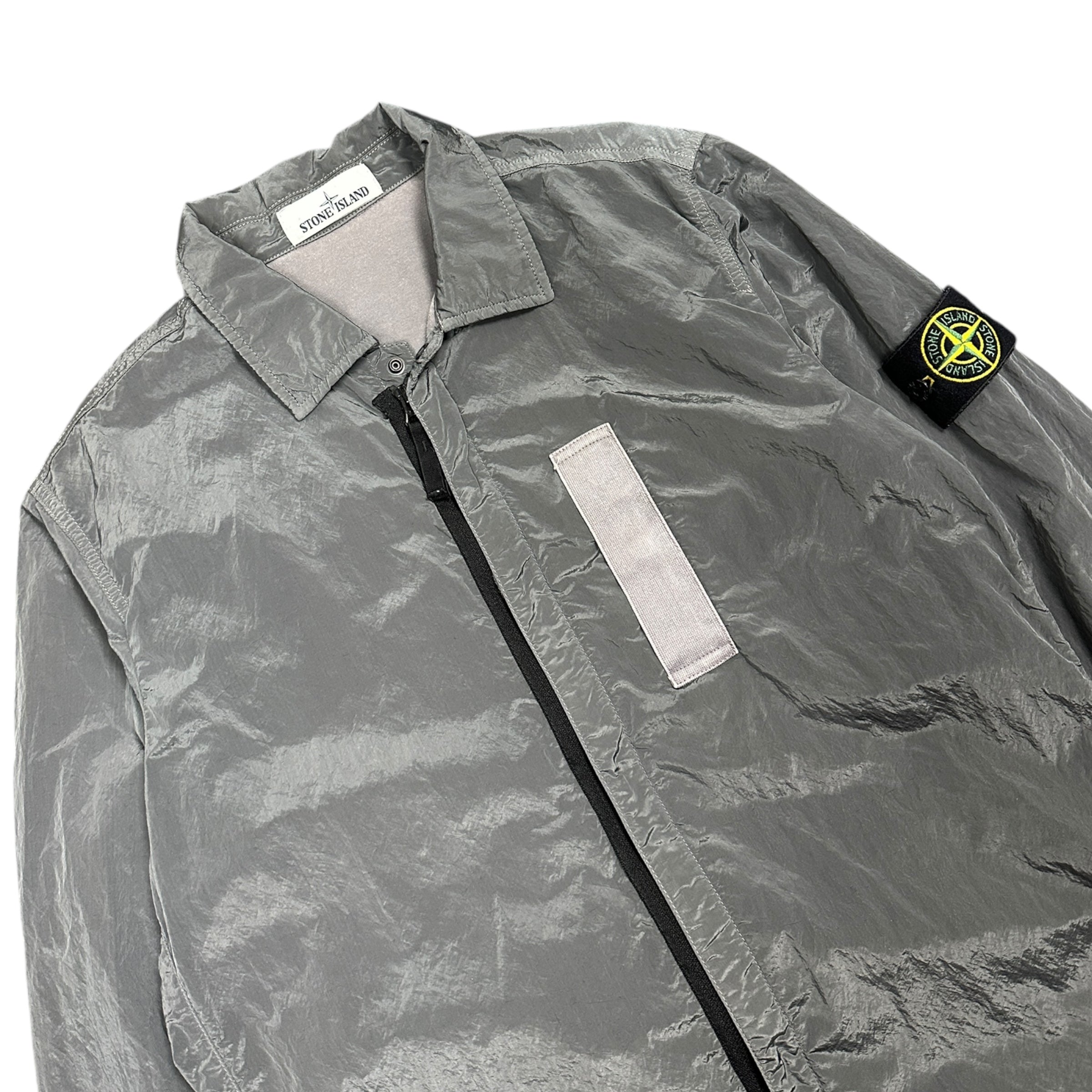 STONE ISLAND GREY NYLON METAL SHIMMER OVERSHIRT 2017 (M)
