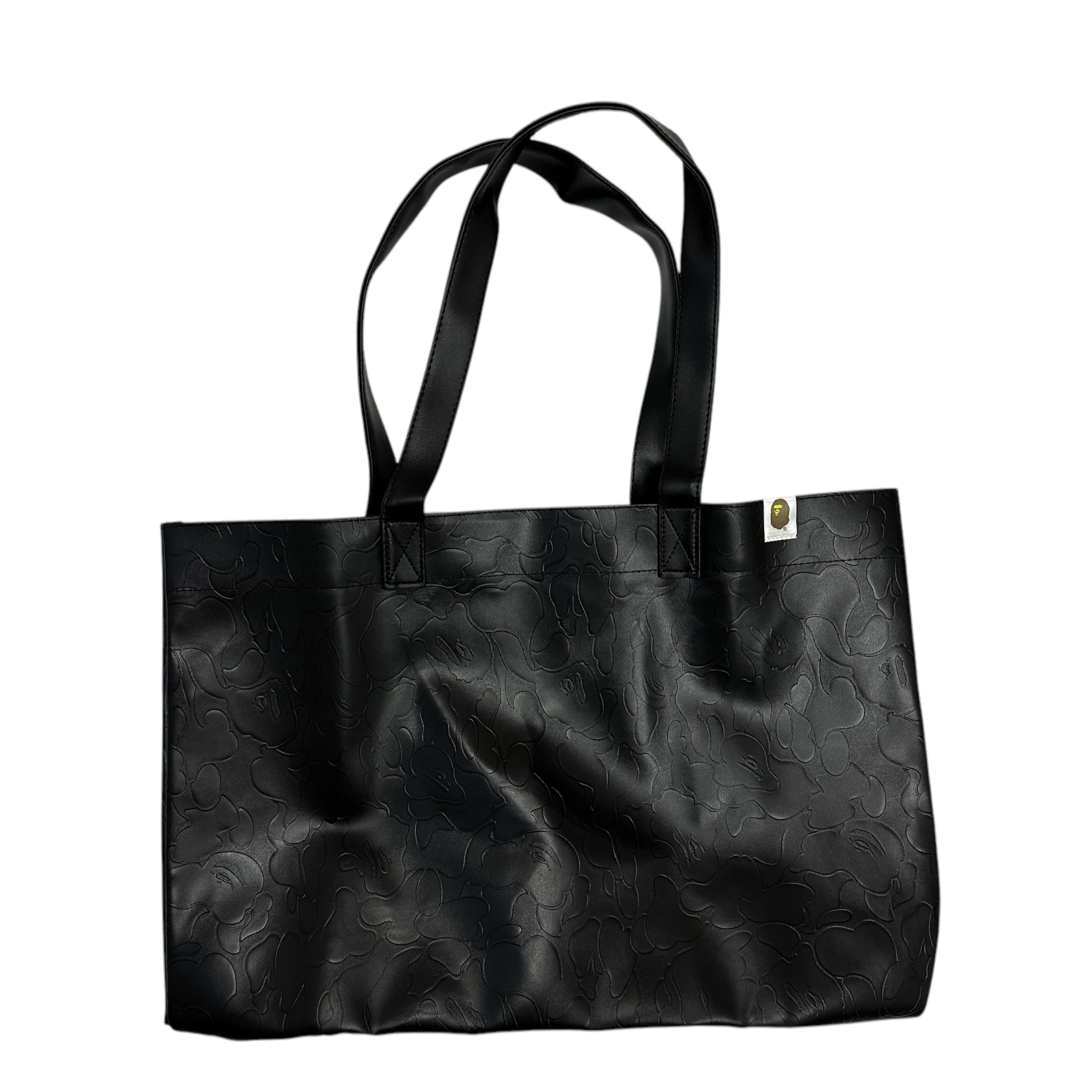 BAPE TOTE BAG BLACK LEATHER