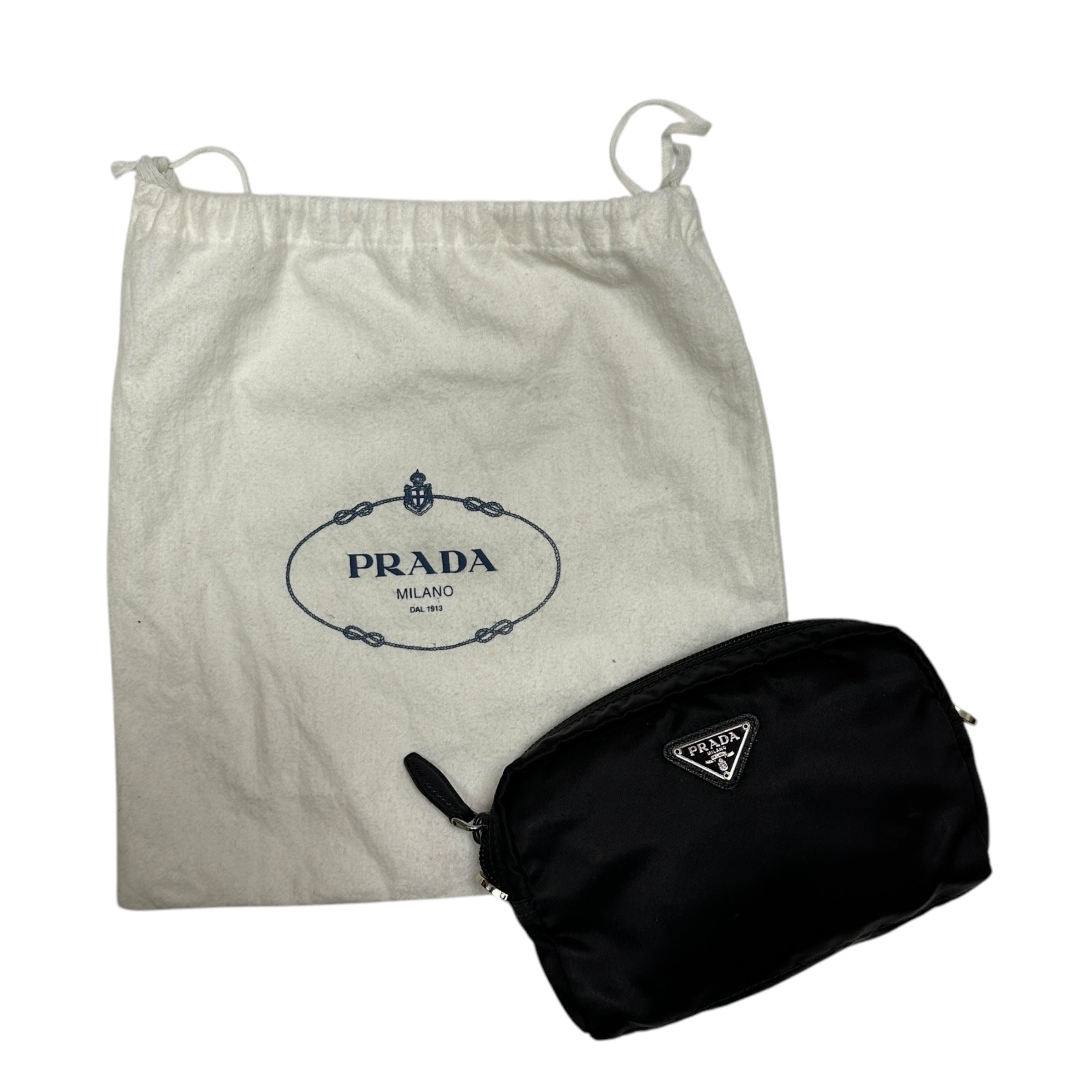 PRADA NYLON ZIP UP POUCH CROSSBODY BAG