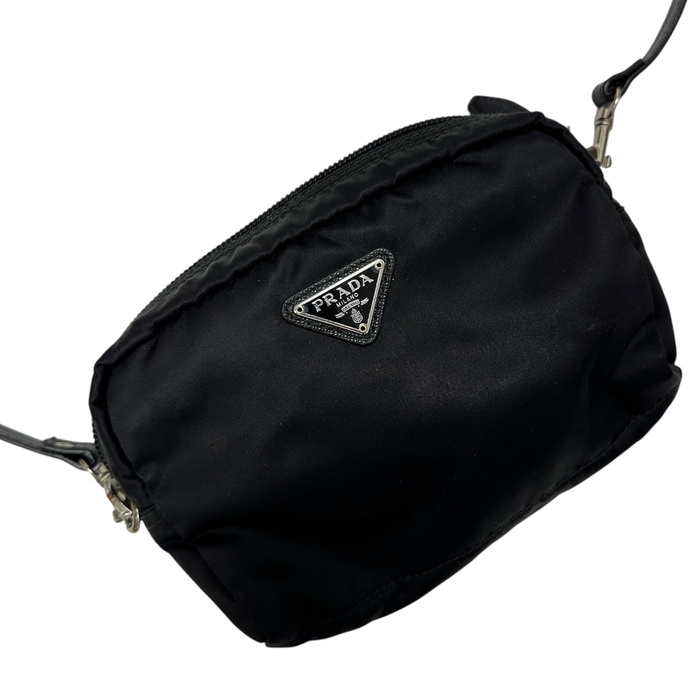 PRADA NYLON ZIP UP POUCH CROSSBODY BAG