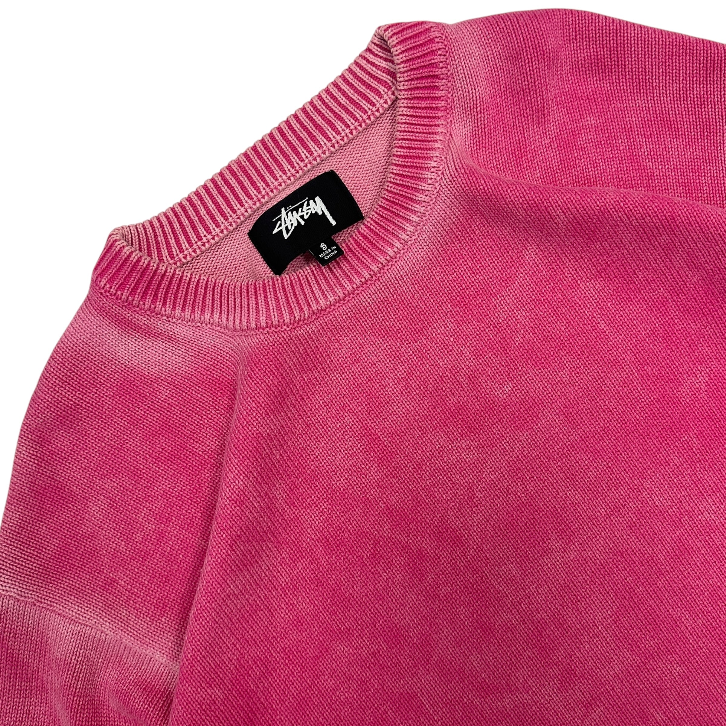 STUSSY PINK COTTON KNIT CREWNECK (S)