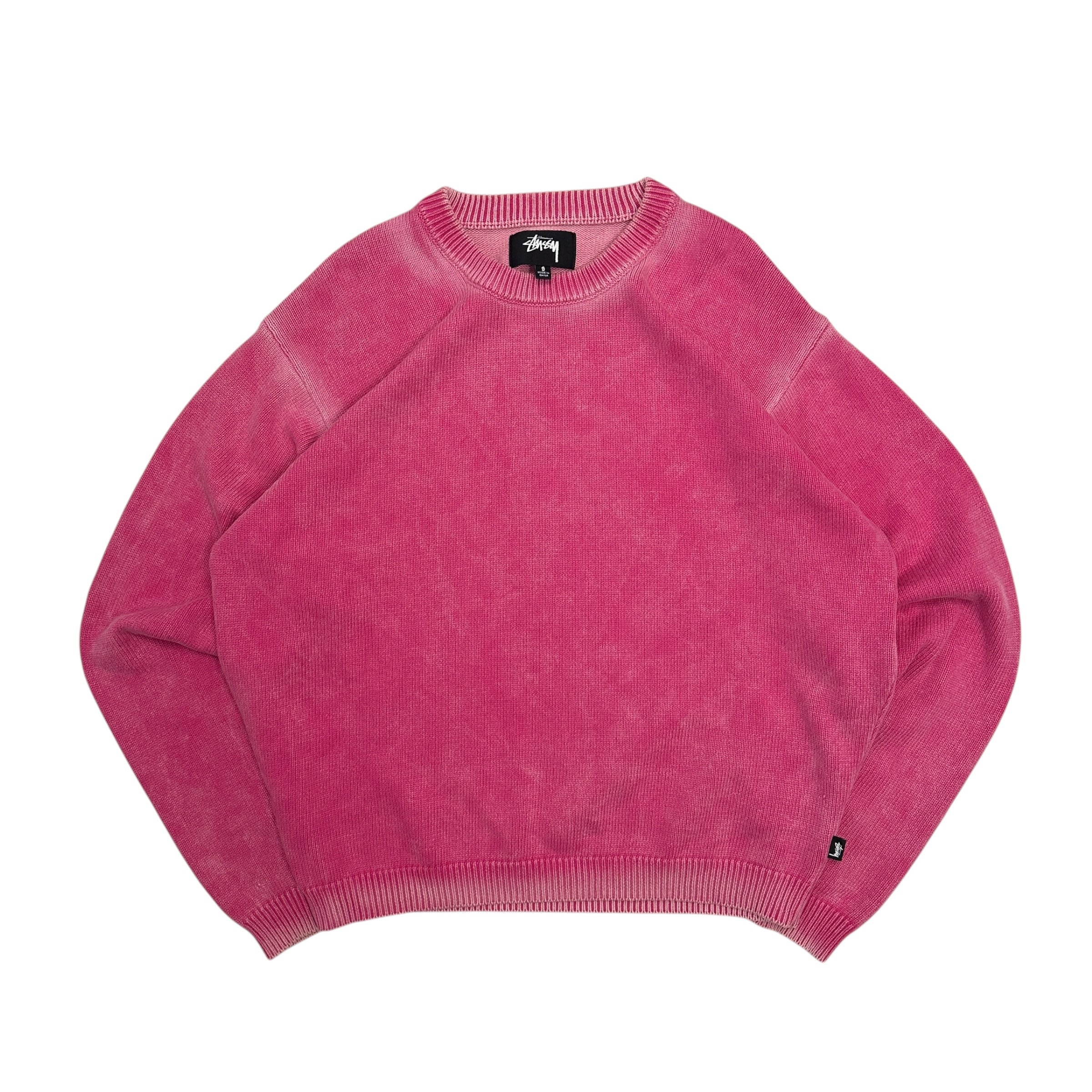 STUSSY PINK COTTON KNIT CREWNECK (S)