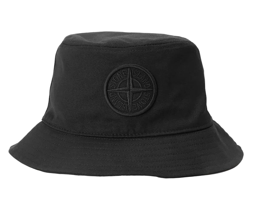 STONE ISLAND BLACK BUCKET HAT (L)
