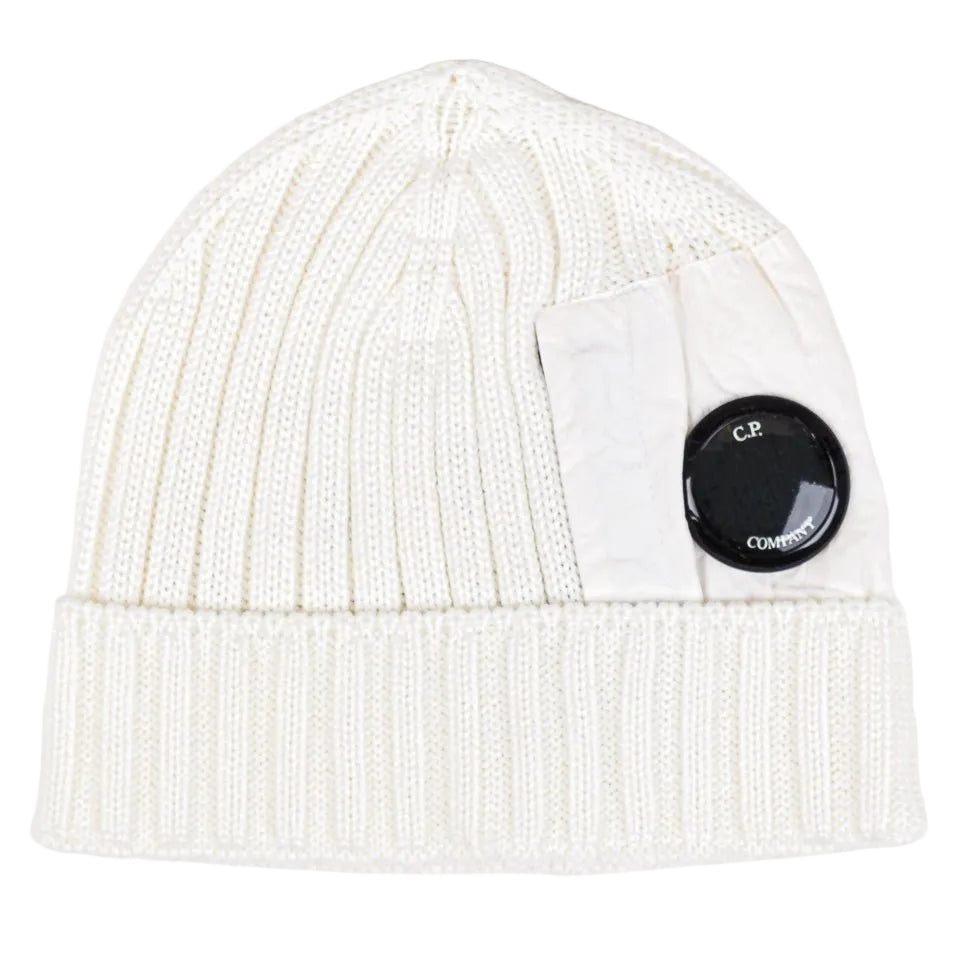 BRAND NEW CP COMPANY WHITE POCKET BEANIE (OS)